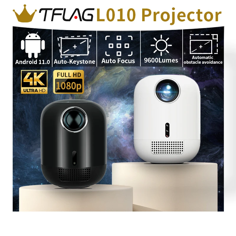 

Full HD 1080P 4K проектор TFlag L010 светодиодный Smart Android 11 9600 люмен WI-FI 6 видеопроектор с автофокусом для домашнего офиса кинотеатра