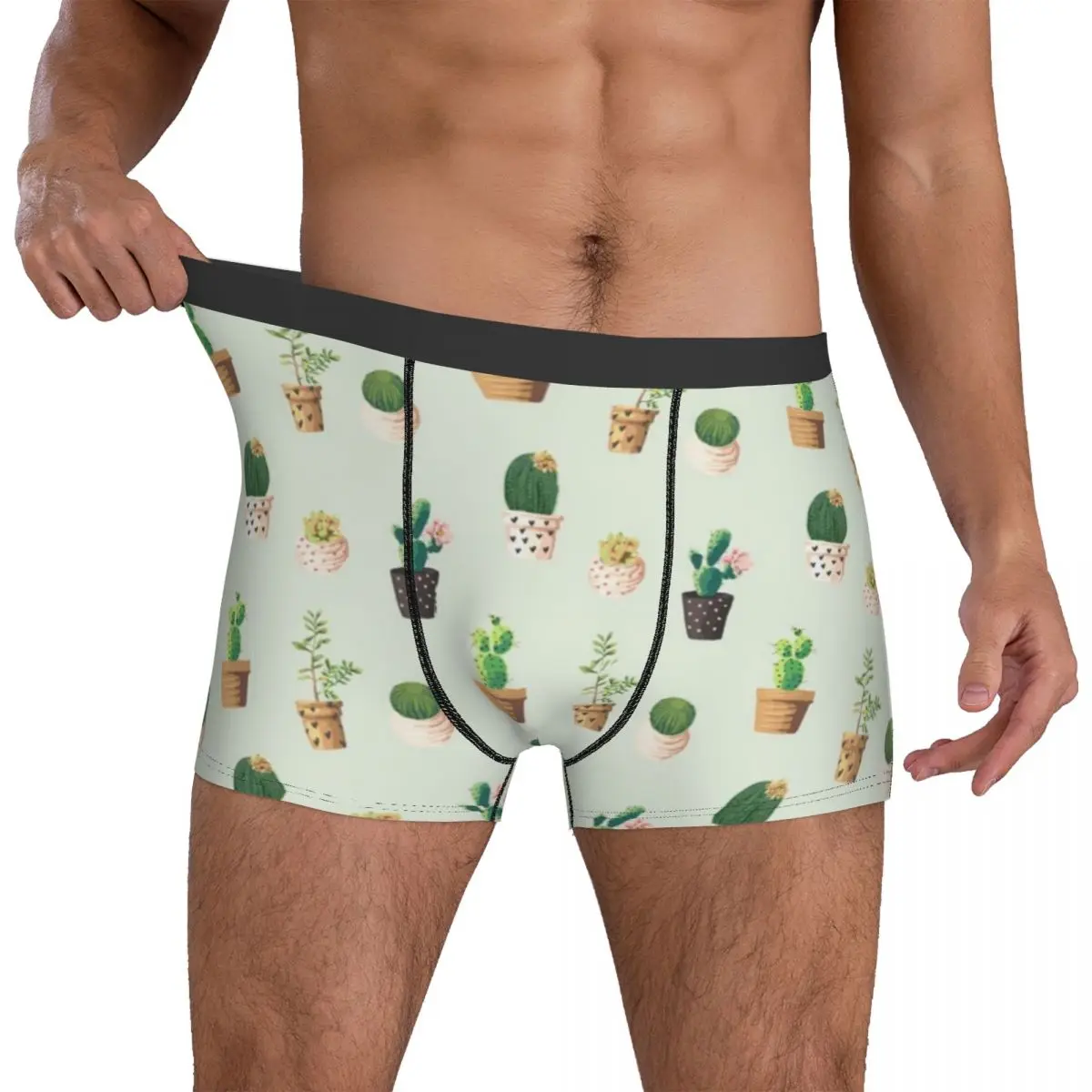 

Cactus Printed Underwear pattern unique variety Pouch High Quality Boxer Shorts Print Boxer Brief Cute Male Panties Plus Size