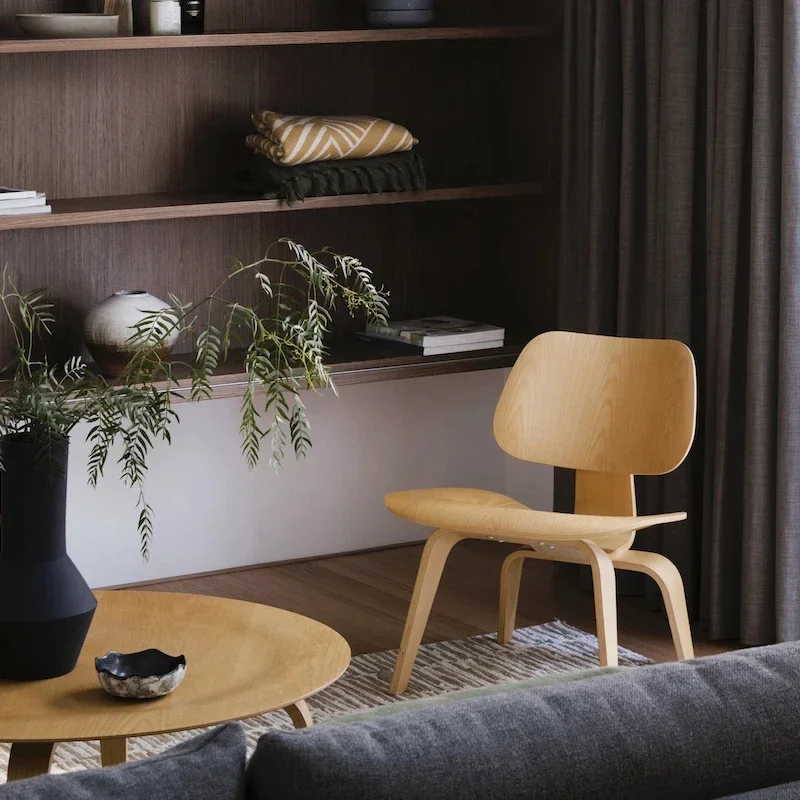 Стул для отдыха в японском стиле современное фанерное кресло деревянные ножки