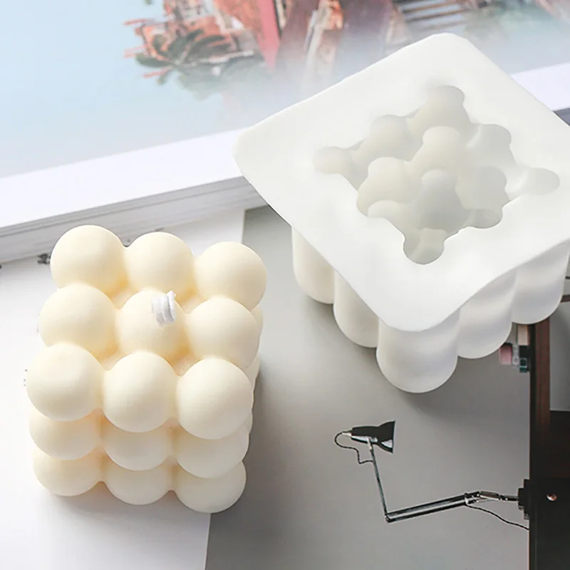

Non-stick Bubble Cube Candles Silicone Mold 3D Aromatherapy Plaster Candle Hand-made Baking Chocolate Dessert Cake Mould Tool