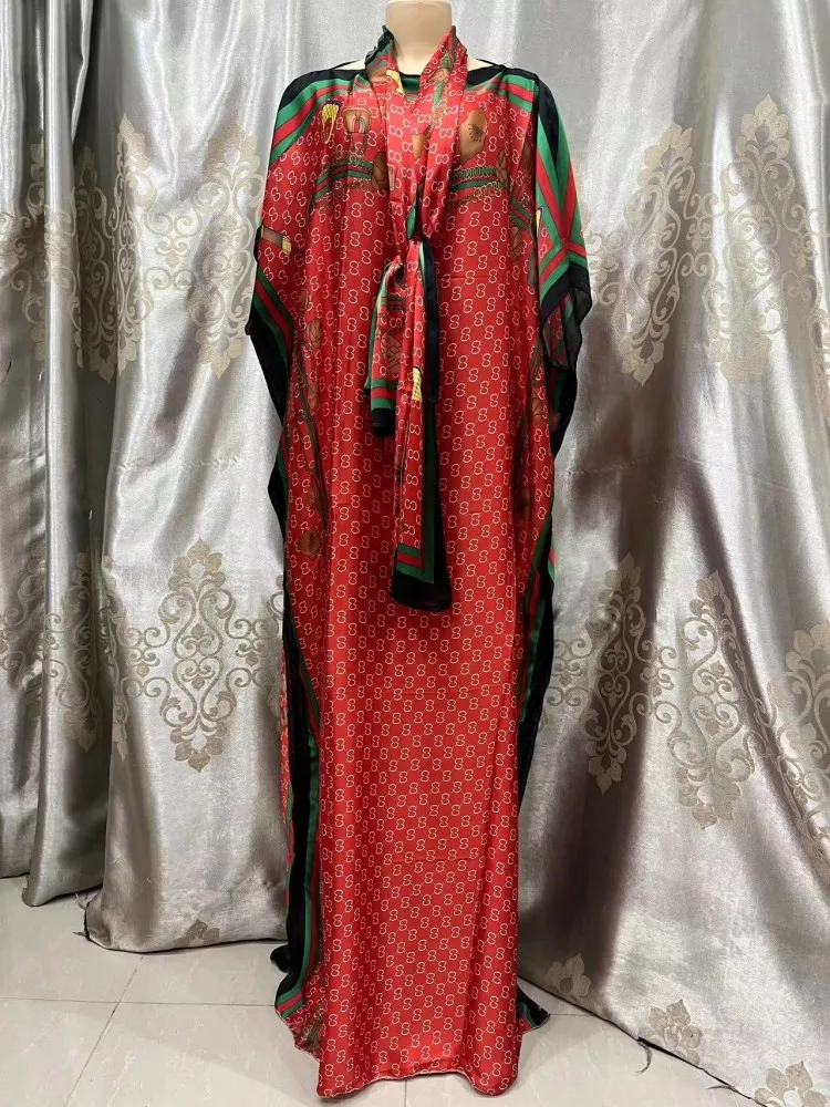 Features and specifications: Abayas + Headscarf  1 inch (in) = 2.54 centimeters (cm)  Printed Floral Silk Abayas Headscarf  Bust