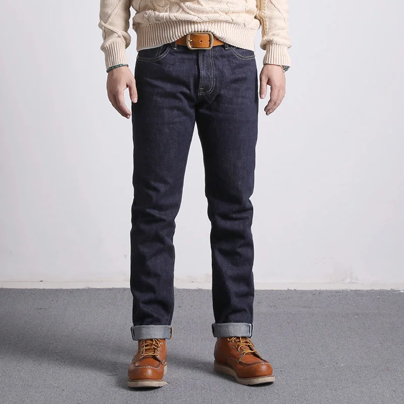 

luxury Fast Shipping,Raw Denim Jeans 16oz Heavy Weight Indigo Selvage One Washed Sanforized Zipper Pants