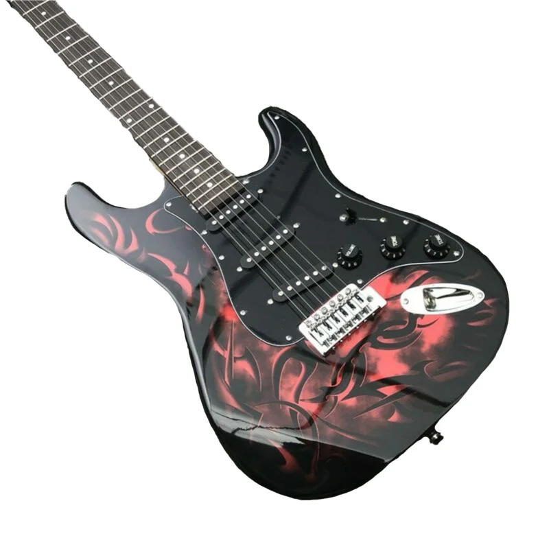 

Профессиональная электрическая гитара Rock, корпус из липы, гриф из палисандра, профессиональная черная гитара