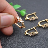 nickel free gold plating cz paved earring hooks jewelry findings diy jewelry making 30pc per lot