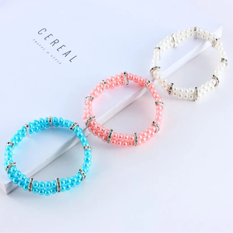 

Fashion Dog Collar Puppy Kitten Cat Elastic Two Rows of Pearls Jewelry Pet Accessory Diamond Jewel Lead For Little Small Dogs SL