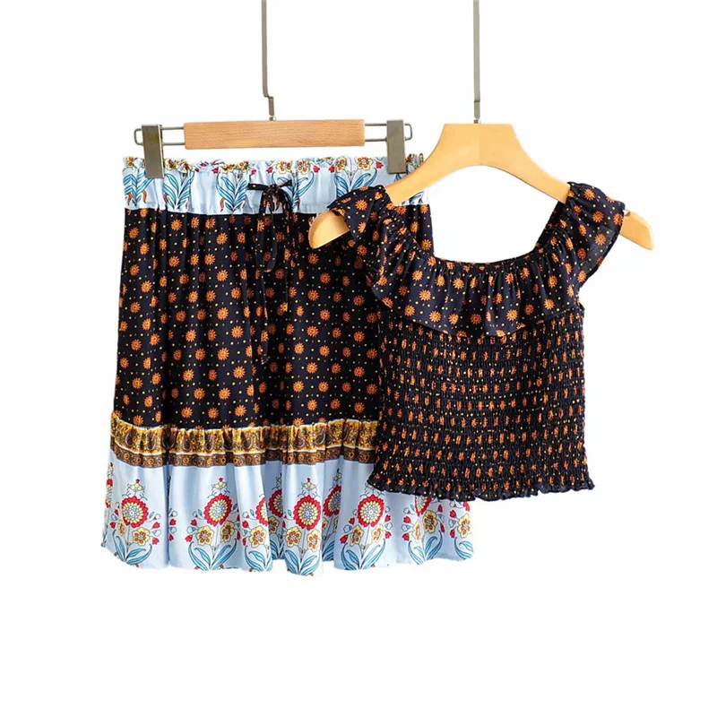 Женский костюм из двух предметов винтажный шикарный Топ без бретелек с открытыми