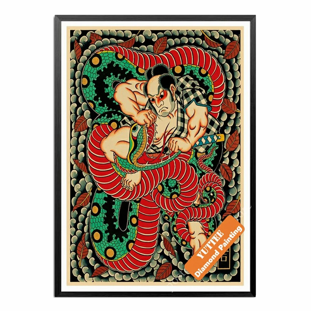 Японская тату 5D сделай сам алмазная живопись Самурай гейши сумо квадратная