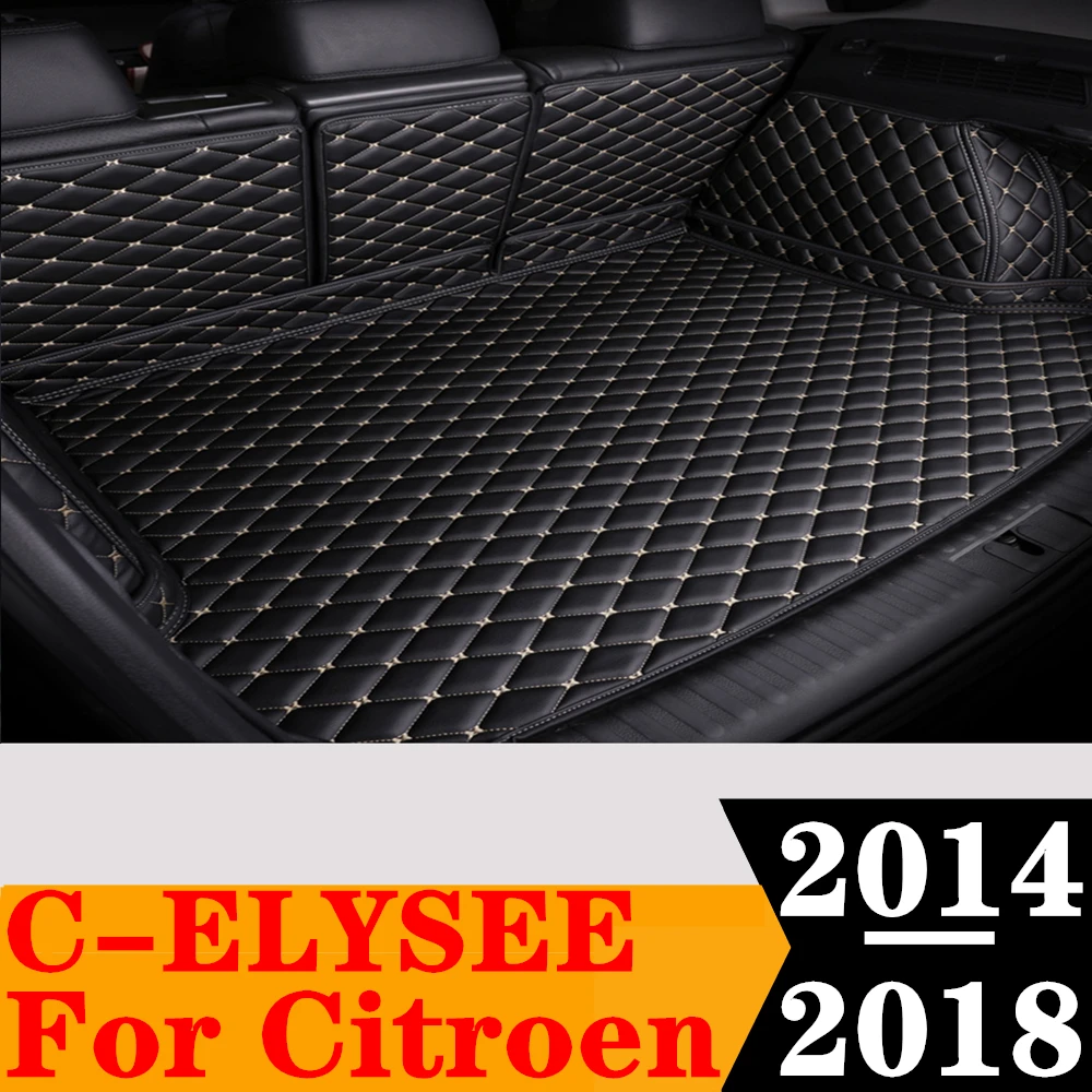 

Sinjayer Waterproof Highly Covered Car Trunk Mat Tail Boot Pad Carpet Cover High Side Cargo Liner For Citroen C-Elysee 2014-2018