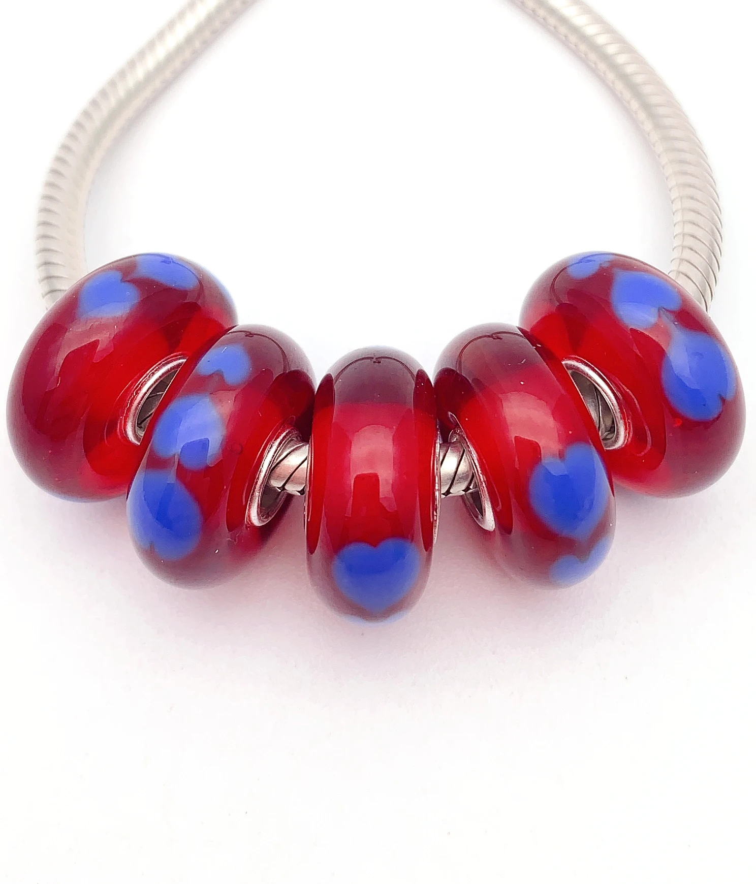 

XHYG229 5X 100% Authenticity S925 Sterling Silver Beads Murano GlassBeads Fit European Charms Bracelet Diy Jewelry Lampwork