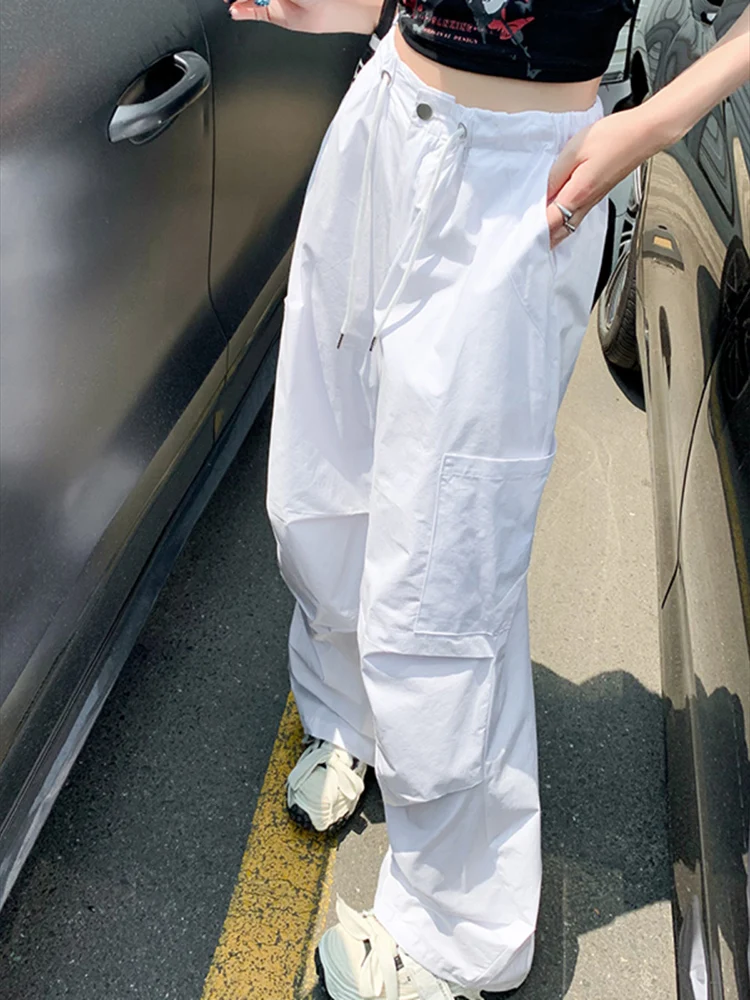 Y2K одежда свободные спортивные брюки большого размера на завязках с высокой