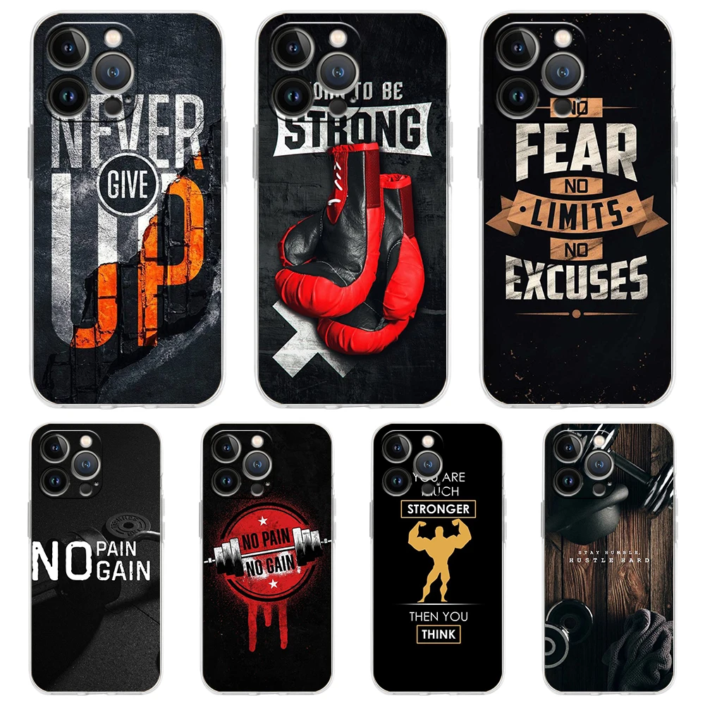 

Bodybuilding Gym Fitness Transparent Silicone Phone Case For iPhone 14 13 12 11 Pro Max 8 7 Plus X XS Max XR SE2020 Luxury Coque
