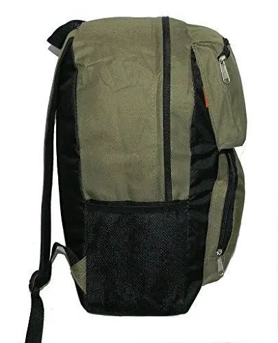 Safety Reflective Backpack Student Bookbag Causal Daypack School Bag with Safety Reflective Tape & Mesh Side Pockets Olive Green