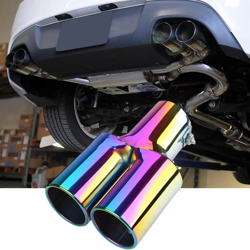 

Universal Exhaust Pipe Tail Muffler Double-Barrel Rear Exhaust Stainless Steel Exquisite Tailpipe Modification Tool Accessories