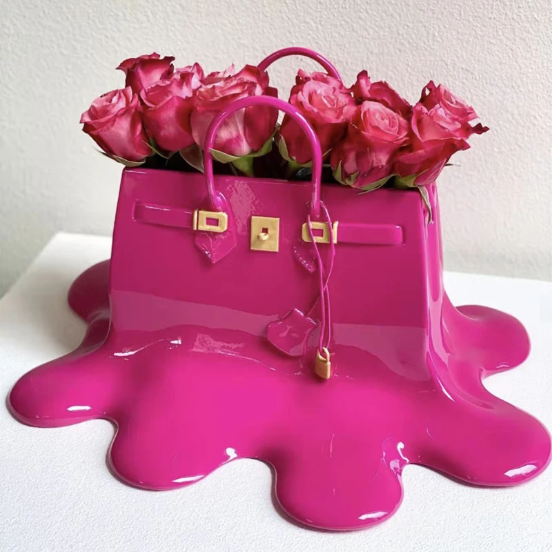 

Large Floor Resin Flowers Bag Vase Speedy Room Decor Study Office Dining Table Vase Bag Living Room Bag Vase Luxury Sculpture