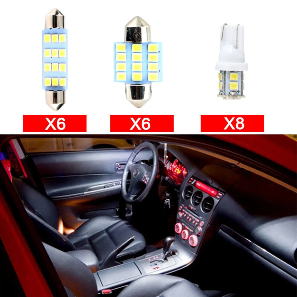 

20PCS White LED Light Interior Package Kit For T10 & 31mm Map Dome + License Plate Universal Car Lighting Set Auto LED Interior