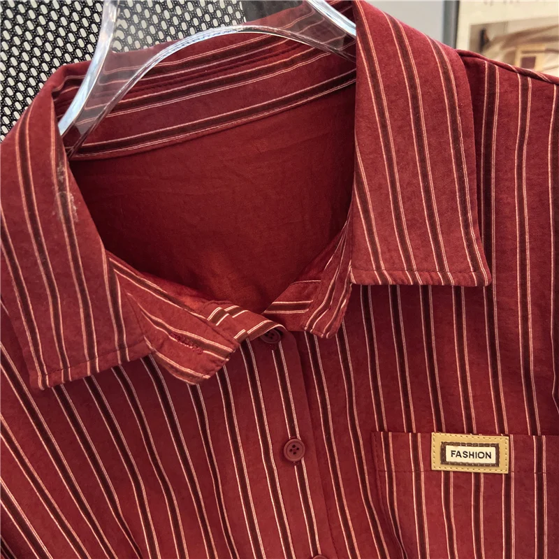 Женская рубашка-поло в полоску с длинным рукавом и бантом