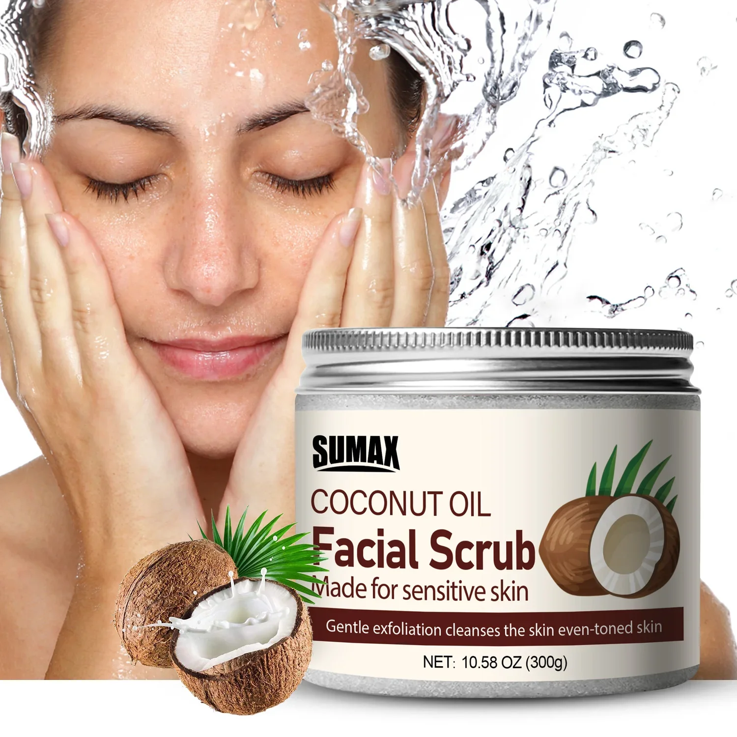 Sumax COCONUT OIL Скраб для лица 300 г Отшелушивающий питательный скраб ухода за кожей