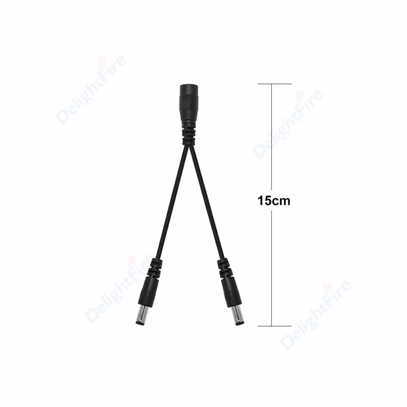 5.5mm*2.1mm 1 Female To 2 Male Way DC Power Splitter Connector Plug Extension Cable for CCTV LED Strip Light Supply Adapter |