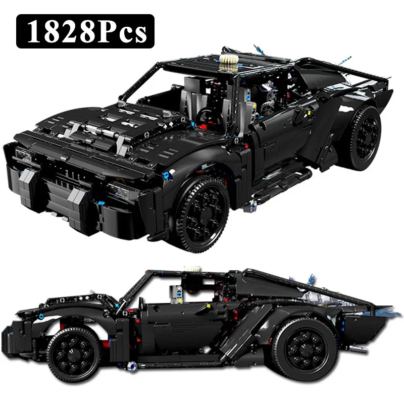 

1828 шт. техническая Модель гоночного автомобиля MOC Bat Black, строительные блоки, городской скоростной спортивный автомобиль, суперкар, кирпичи, игрушка для детей, подарок