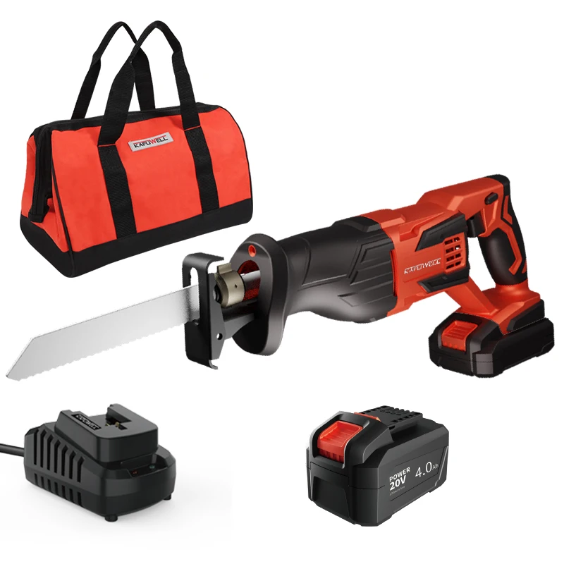 

KAFUWELL PA4229B 20v 2.0ah Electric Battery 22mm Stroke Length Cutting Wood Steel Cordless Reciprocating Saw