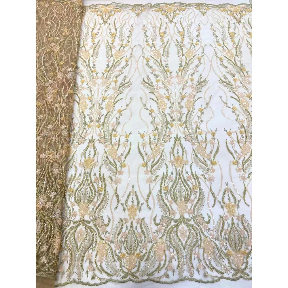 

Luxury Quality Sequence Floral Sequins Embroidery Border African Guipure Lace Fabric Material for Sewing Carnival Party Dresses