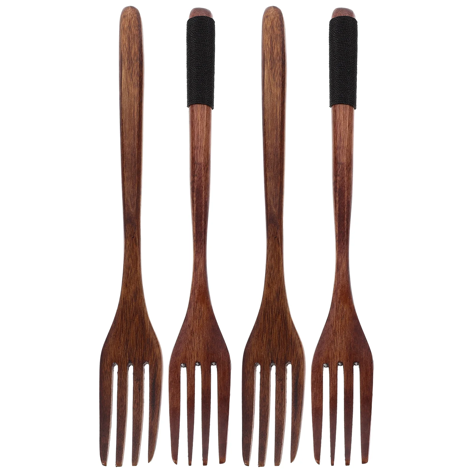 

4 Pcs Wooden Fork Cutlery Eating Cooking Utensils Cookware Dinner Chopsticks Handle