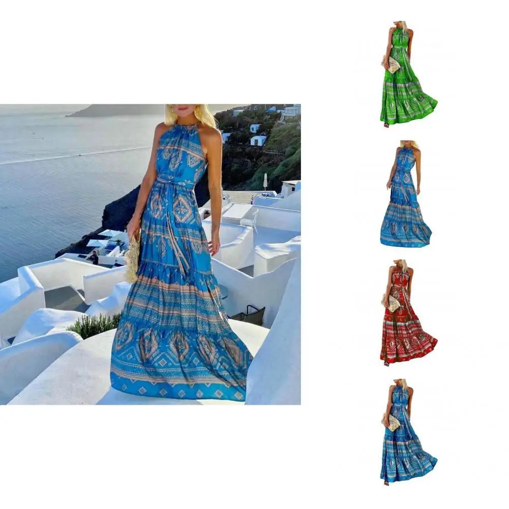 

Очаровательное платье макси до пола длинное платье с большим подолом Элегантное Вечернее Платье макси с лямкой на шее