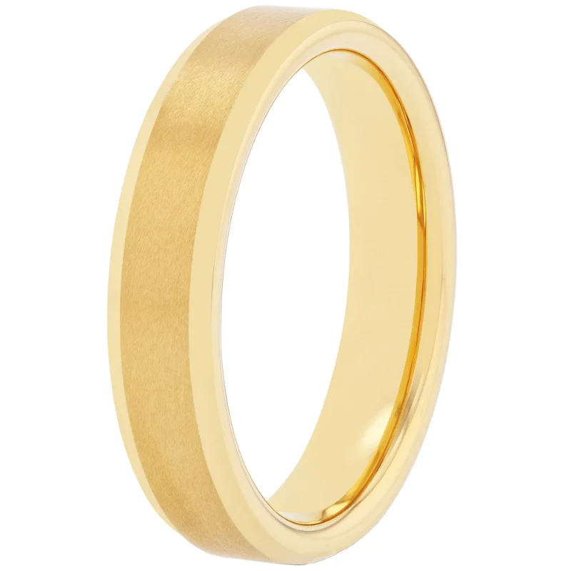 

Men's Gold-Tone Tungsten Plain Beveled 5MM Wedding Band - Men's Ring