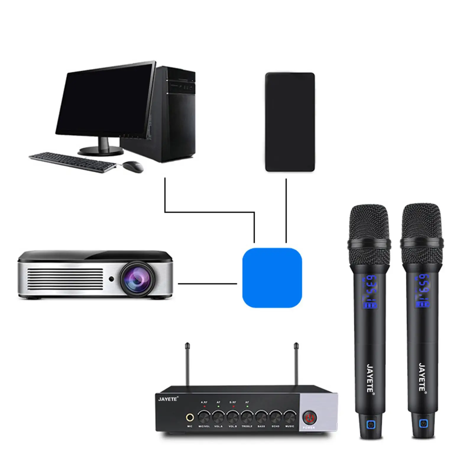 

Wireless Microphone System Dual Metal Handheld Dynamic Mic System for Evening Party