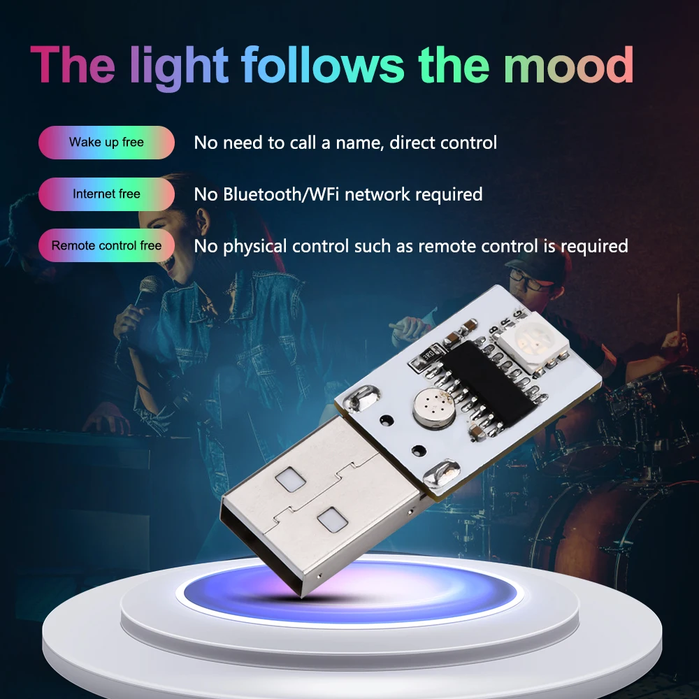 

Интеллектуальный USB-модуль с голосовым управлением, 5 В, 1 А, 6 цветов