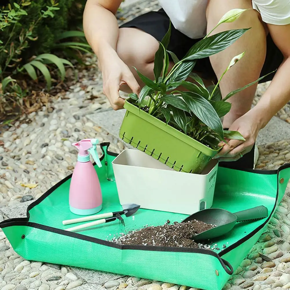 68*68CM Planting Mat PE Gardening Potting Mat Gardening Pad Waterproof Gardening Pad Transplanting Reusable Foldable Mats