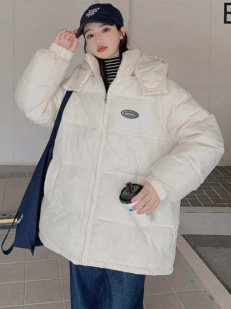 Vielleicht New Winter Cotton-padded Jacket Women 2022 Korean Style Lover's Coat Parkas Women's Removable Hooded Winter Clothes