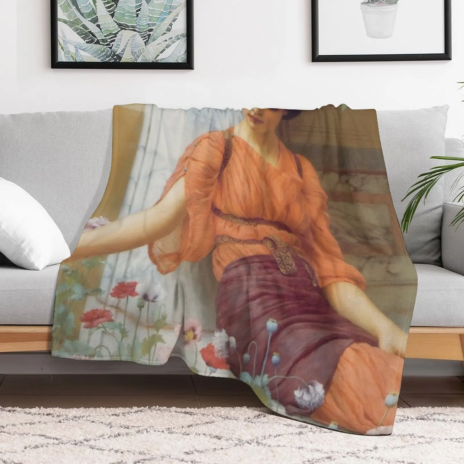 Летнее покрывало с изображением цветов John William Godward покрывала для кровати дивана