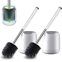 toilet brush and holder set bathroom accessories sets silicone bristles bathroom cleaning bowl brush kit with tweezers