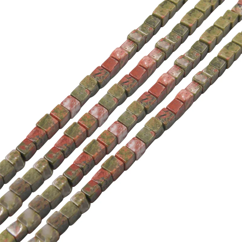 

Unakite Natural Stone Beads Cube Square Shape 4mm For Making Bracelet Jewelry DIY Handmade Necklace Earrings