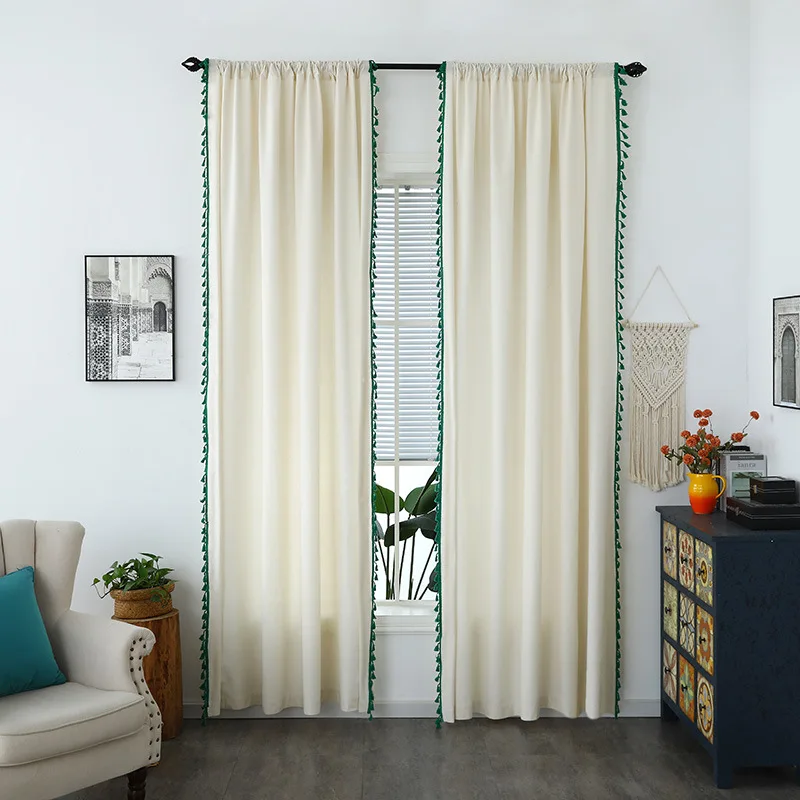 

Blackout Curtains for Living Room Kitchen Bedroom Home Decoration Bay Window Curtain American Woven Cotton Linen Solid Color
