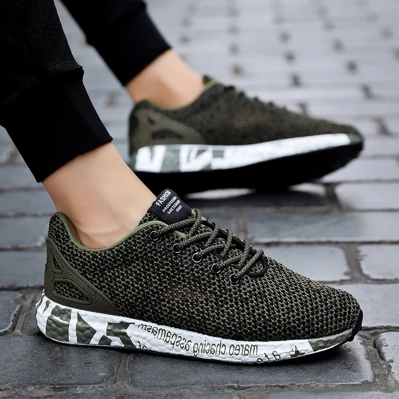 

New Men Running Shoes Fashion Breathable Man Jogging Shoes Flat Men Sports Sneakers Mesh Custom Logo Packing for Drop Shipping