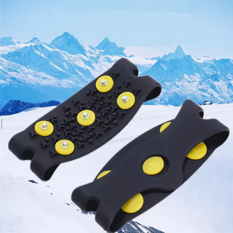 pair 5-Stud Snow Ice claw Climbing Anti Slip Spikes Grips Crampon Cleats Shoes Cover for women men Boots Cover size 35-43