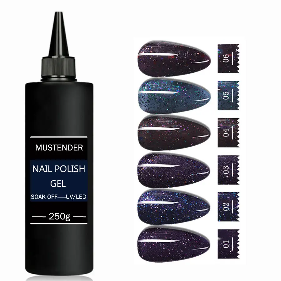 

250g Big Volume Glitter Shinny black Diamond Nail Gel Polish Sparking Colored Diamonds Nails Gel Semi Permanent UV Gel Varnish