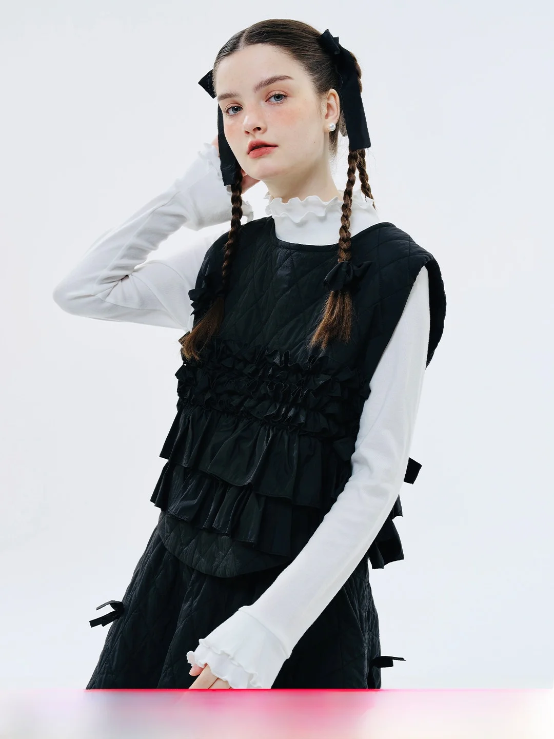 Imakokoni оригинальный осенне-зимний кружевной хлопковый жилет блузка на шнуровке