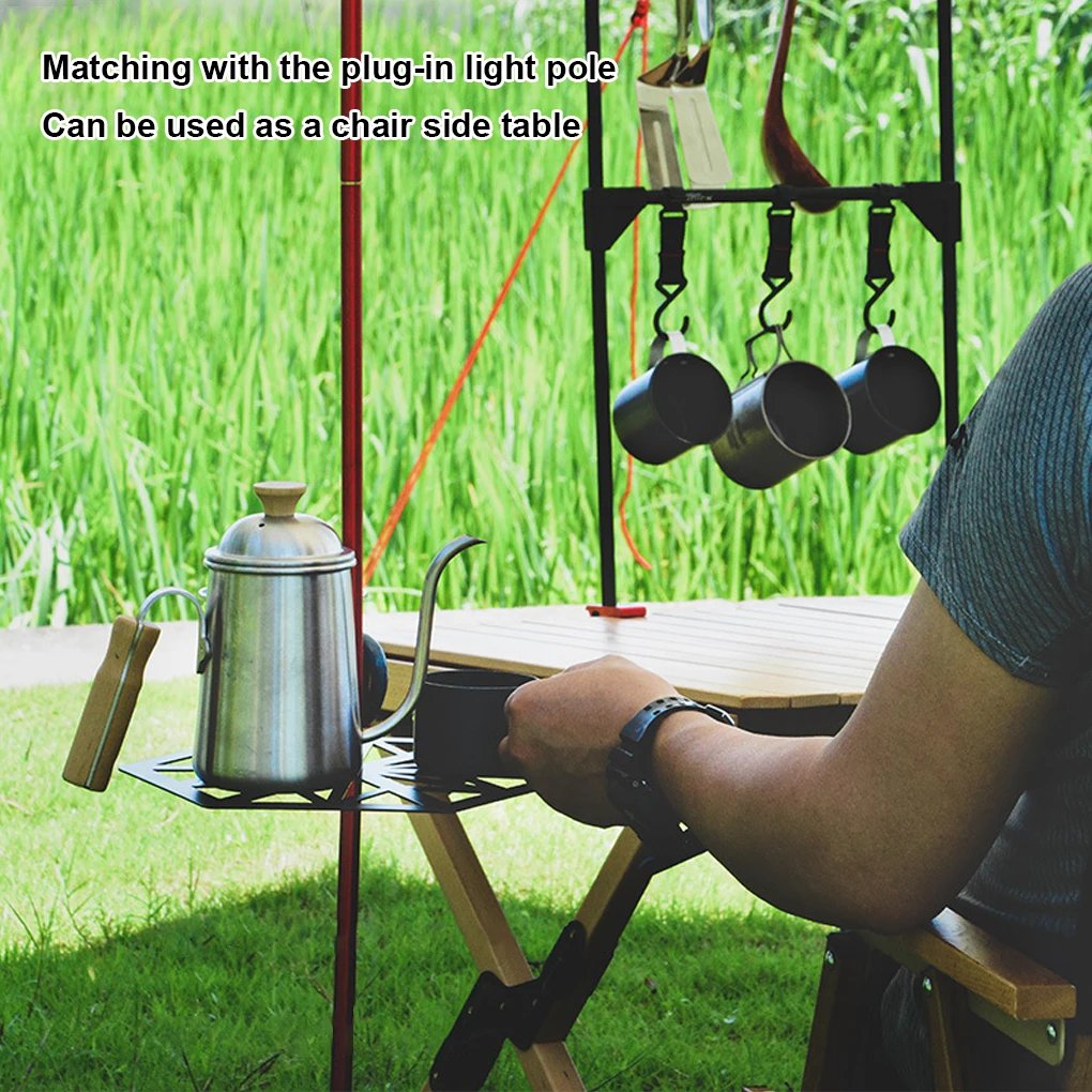 

Camping Light Pole Mount Table Stand Stainless Steel Food Drinking Storage Shelf Holders with Storage Bag Tray Backpacking