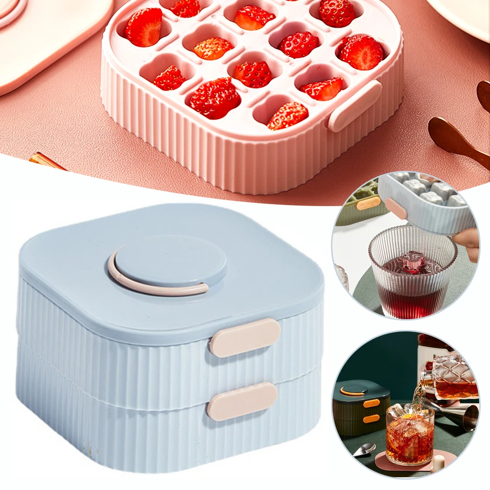 

Silicone Ice Tray Quick Freezer Household Ice Making Stencils with Lids Homemade Easy Release Stackable Portable Lightweight