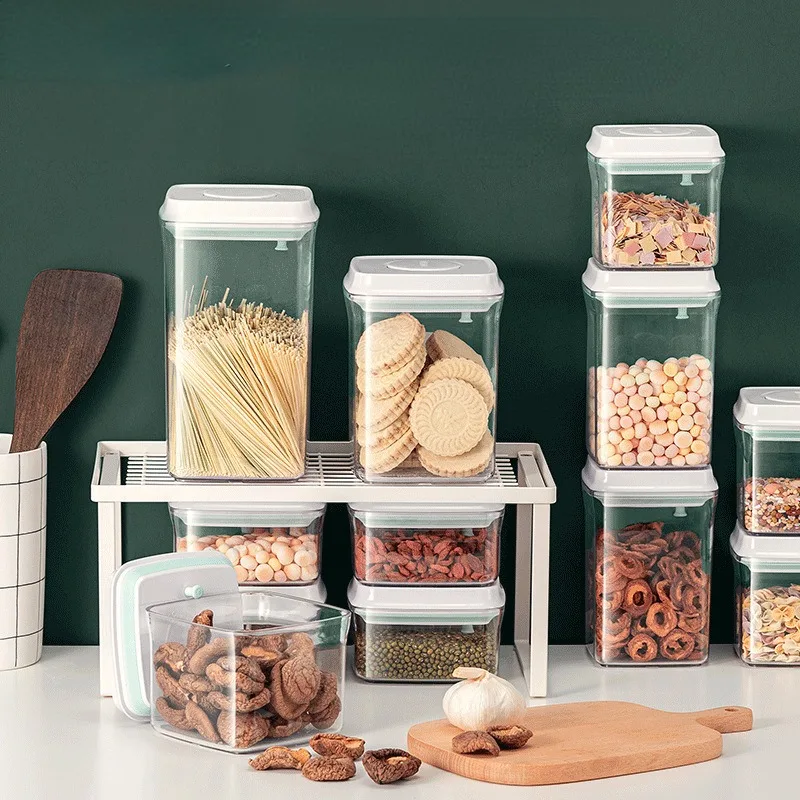 

Ankou Square Spice Storage Fresh-keeping and Moisture-proof Transparent Storage Jar Plastic Sealed Jar Kitchen Accessories