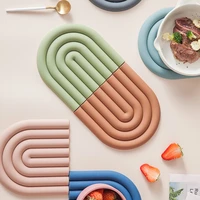 set of 5 silicone tables mats hot pot holder tableware pads heat insulation bowl cup coasters kitchen accessories table placemat