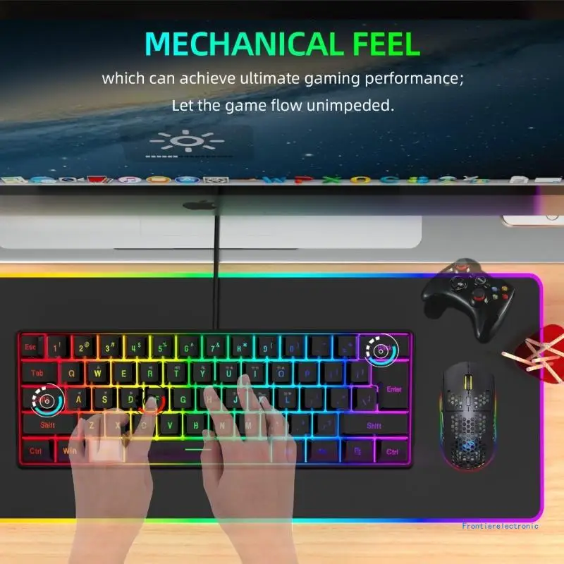 Проводная игровая клавиатура V700 61 клавиша многоцветная RGB-подсветка