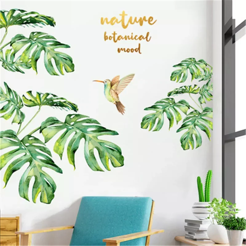 

Rainforest Plant Green Leaves Wall Stickers For Kid Bedroom Living Room Dining Room Beach Tropical Palm Leaves Wall Decal Muraux