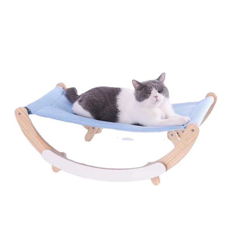 

Hot Selling Pet Supplies Cat Hammock Wooden Cat Claw Board Pet Rocking Chair Summer Cat Litter Pet Lying Yaoyao Bed