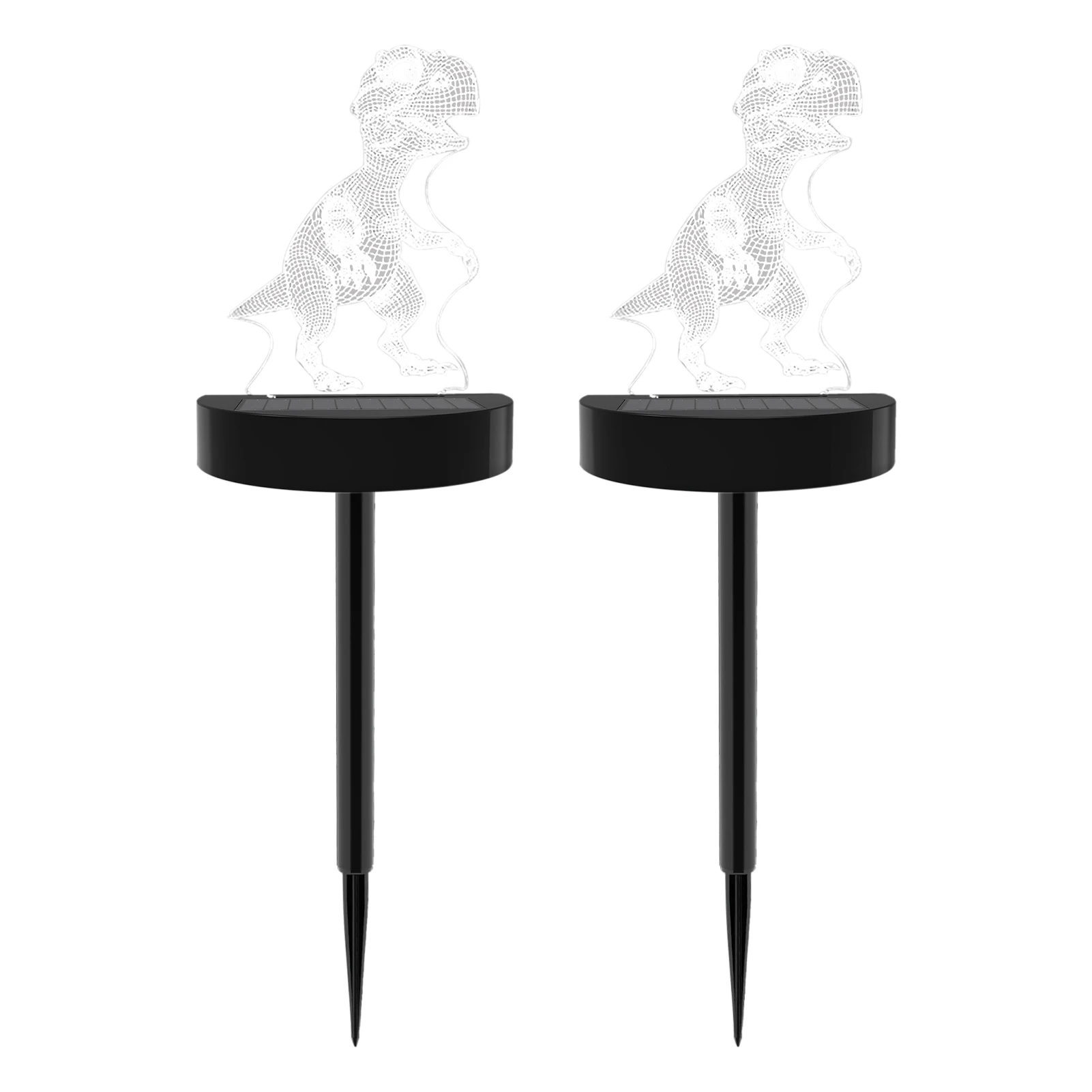 

2pcs Waterproof Patio Landscape Garden Decor Solar Light 3D Tyrannosaurus Stake Outdoor Lawn Pathway Color Changing Yard