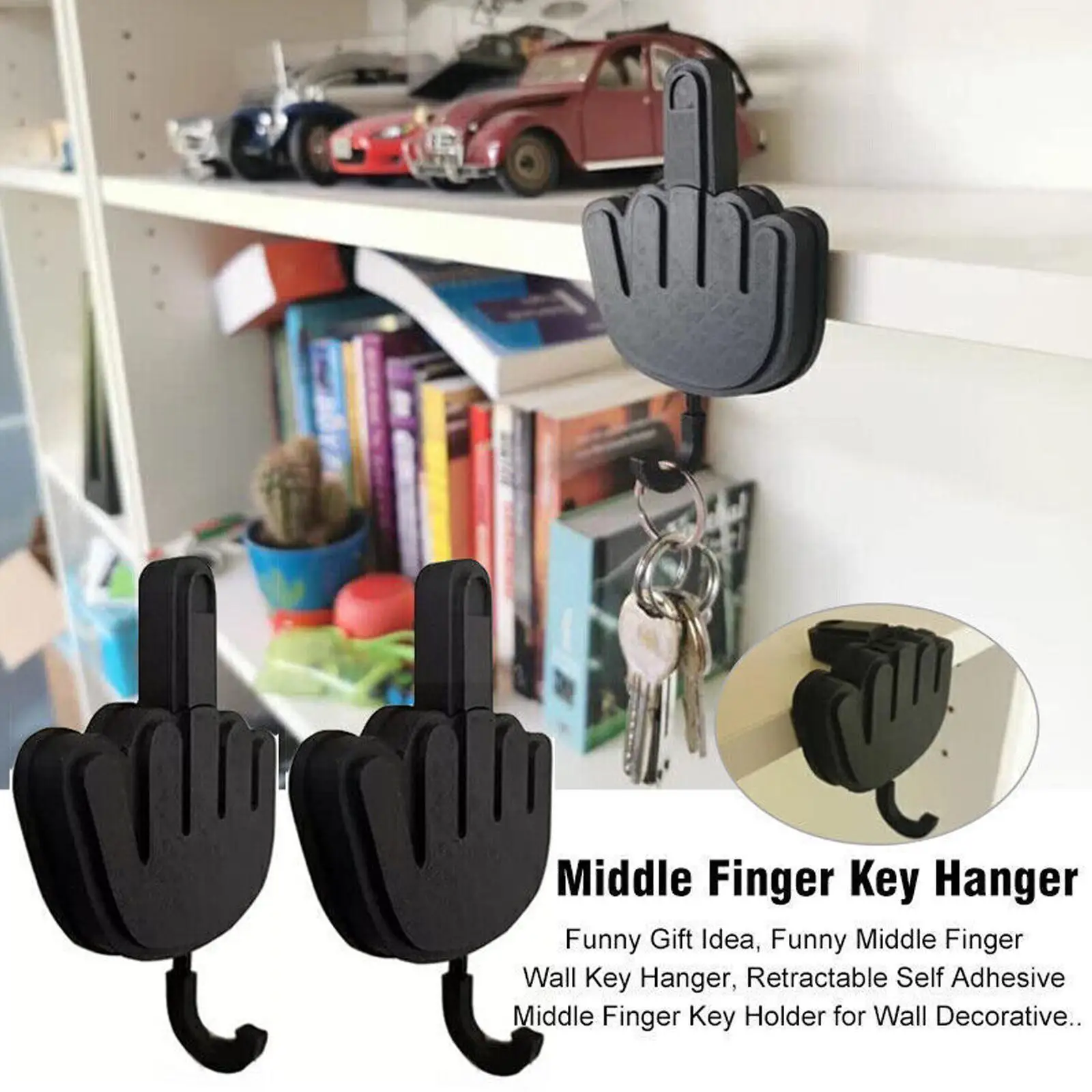

Creative Wooden Middle Finger Hook Key Holder Wall Wholesale Hanger Decoration Clothes Sticky Punch-Free Hook Room G9T0