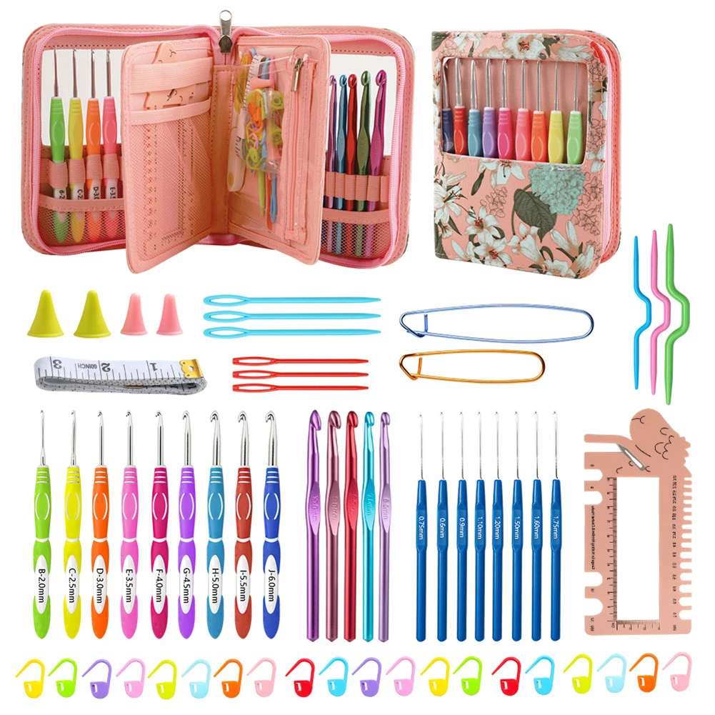 

Наборы алюминиевых крючков для вязания ручной работы, набор спиц для вязания, удобная ручка с сумкой для хранения, шарфы, перчатки для творчества